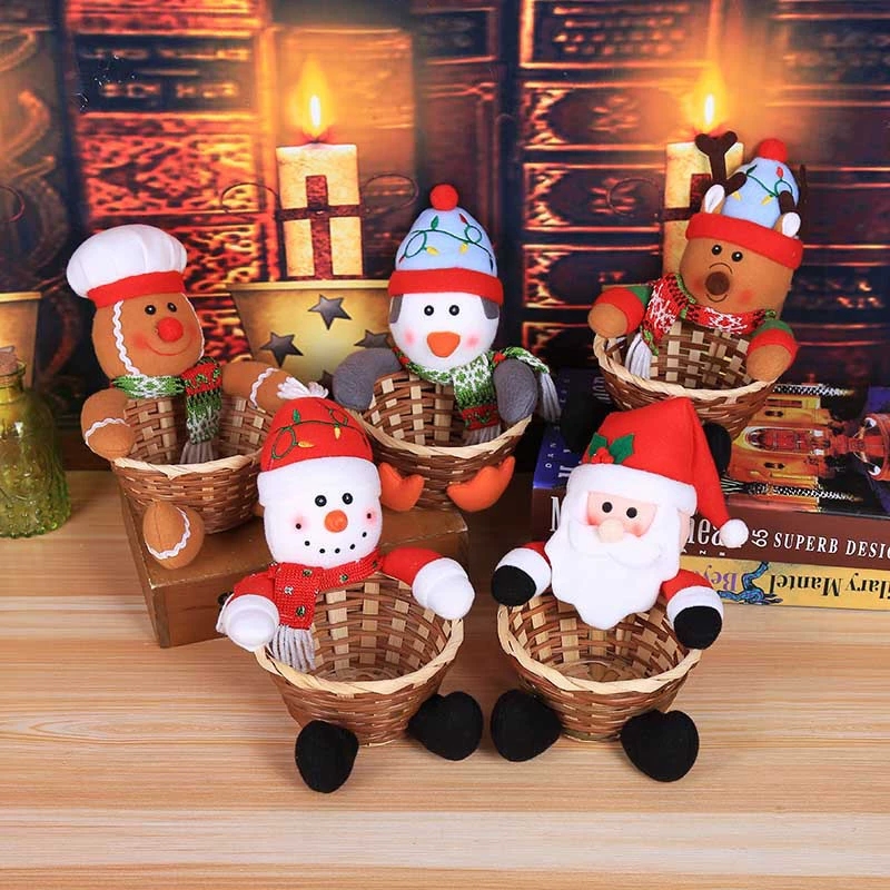 Basket Bag Wicker - Dekorasi Natal Rusa Salju Manusia Salju