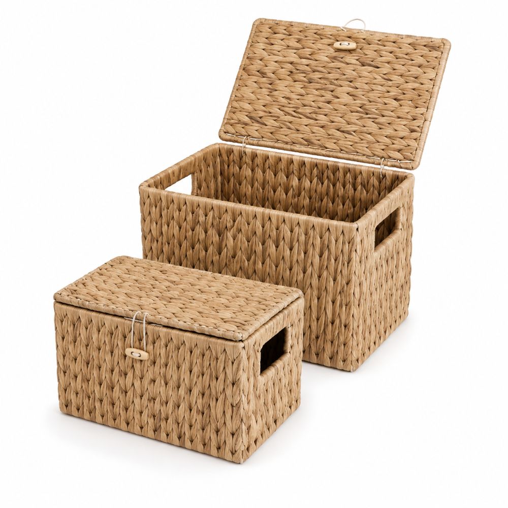 Basket Bag Wicker - Keranjang Penyimpanan Anyaman Eceng Gondok Persegi