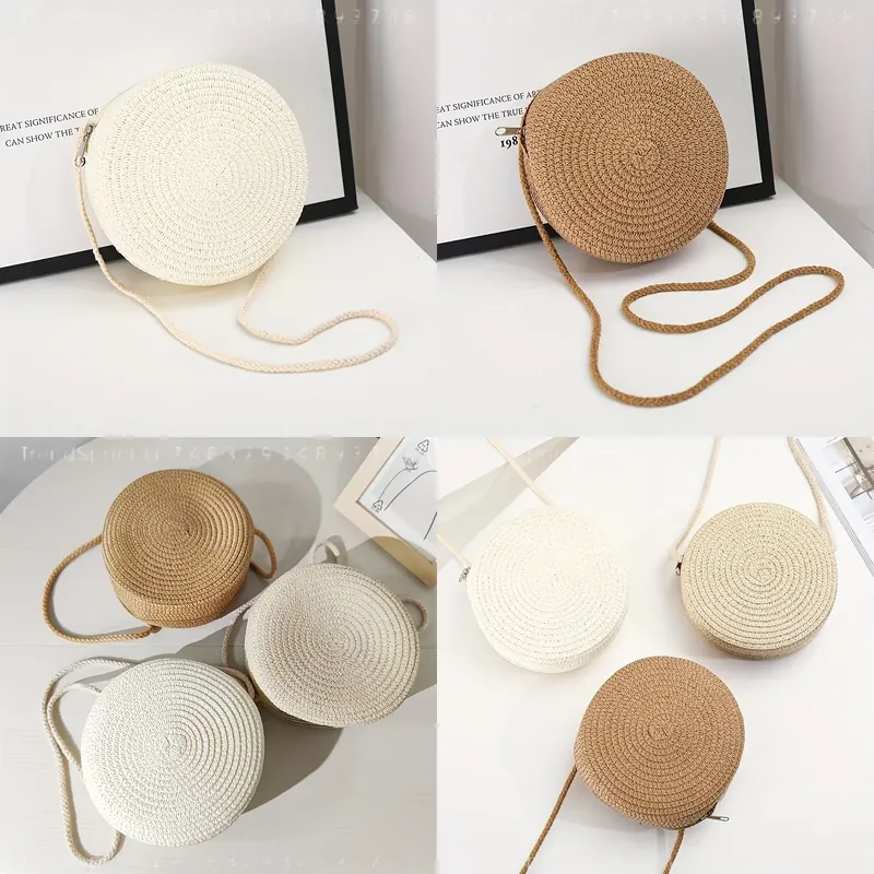 Women'S Crossbody Bags - Tas Selempang Rotan Anyaman Bulat untuk