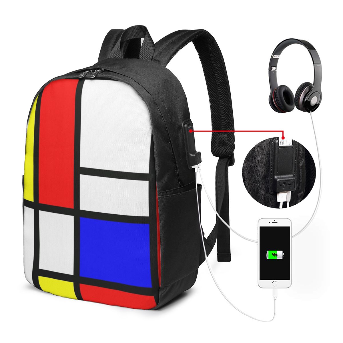 Piet Mondrian Composition Back - Woman In Bag ulasan dan harga
