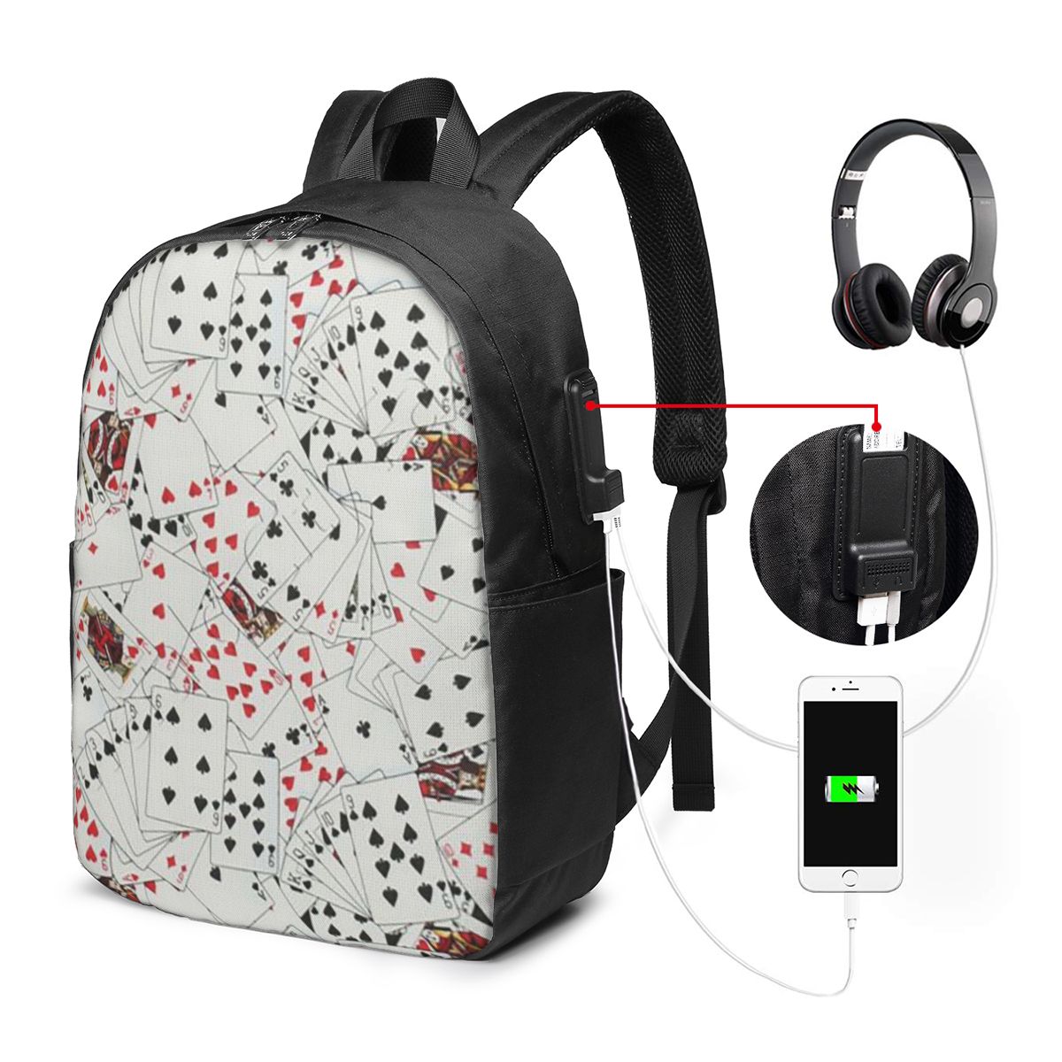 Tas Ransel Motif Kartu Poker,  - Woman In Bag ulasan dan harga