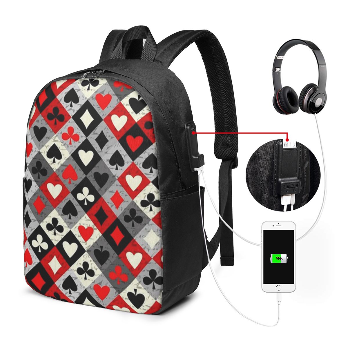 Tas Ransel Motif Kartu Poker,  - Woman In Bag ulasan dan harga